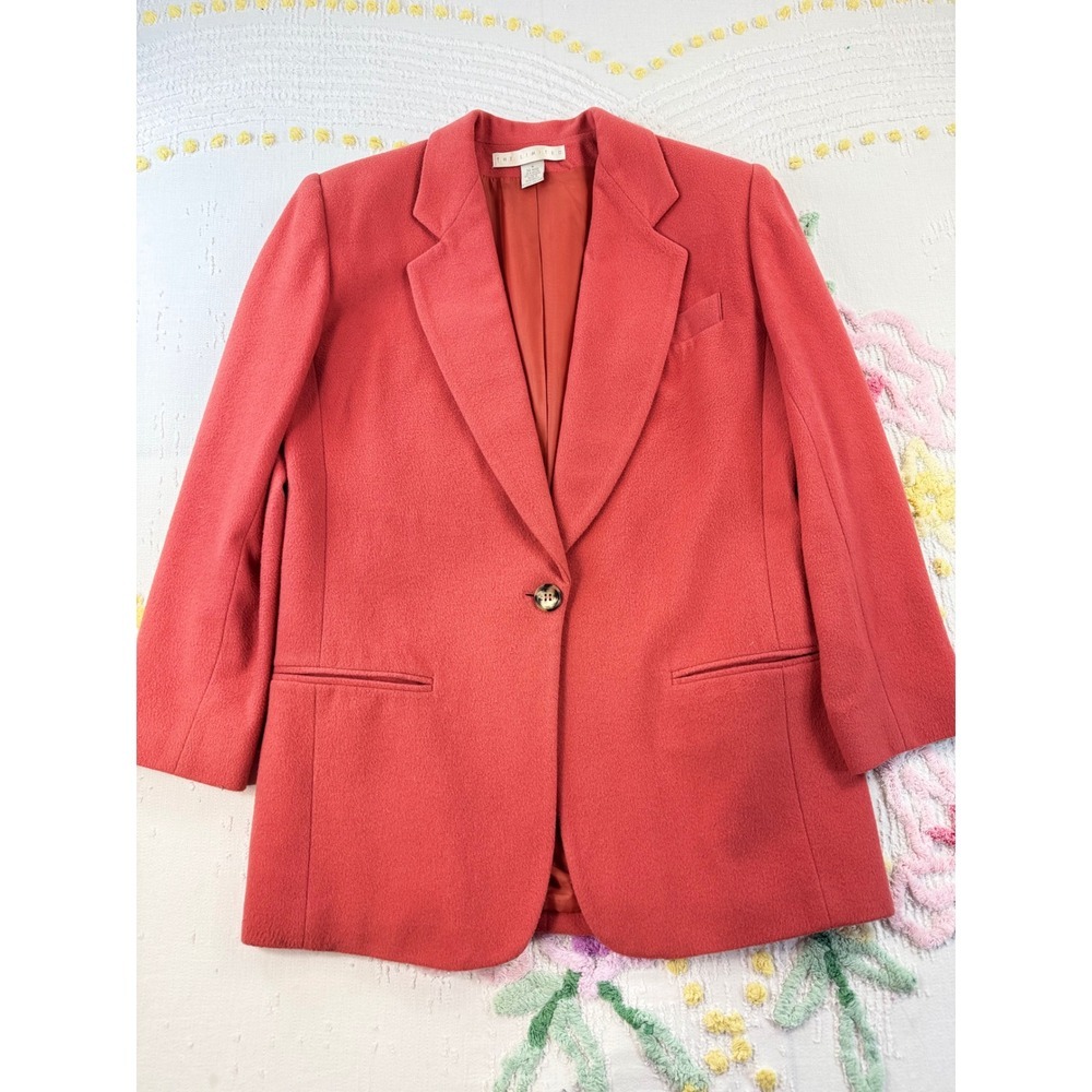 The Limited Wool Cashmere Blend Blazer Jacket Coral Pink Vintage Oversized Sz M - Picture 2 of 9